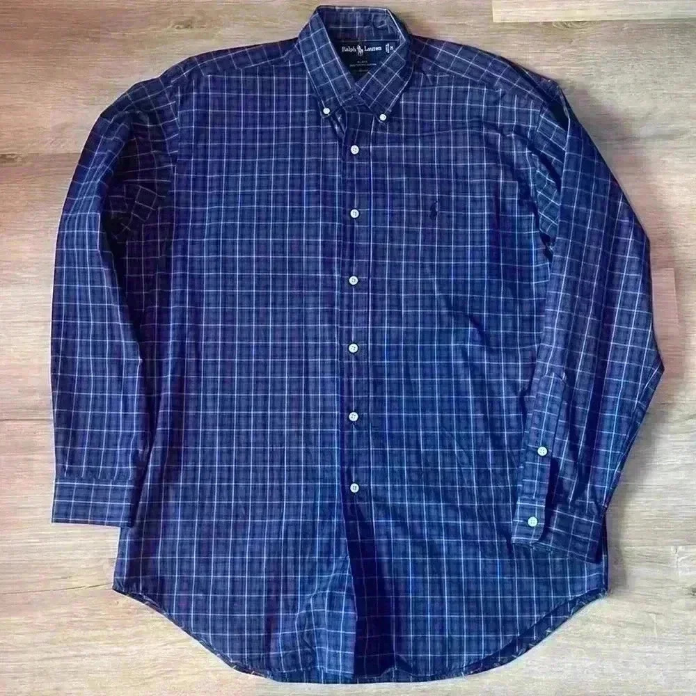 Ralph Lauren Blake Long Sleeve Shirt Purple Blue Plaid sz M (unisex) - Picture 1 of 11